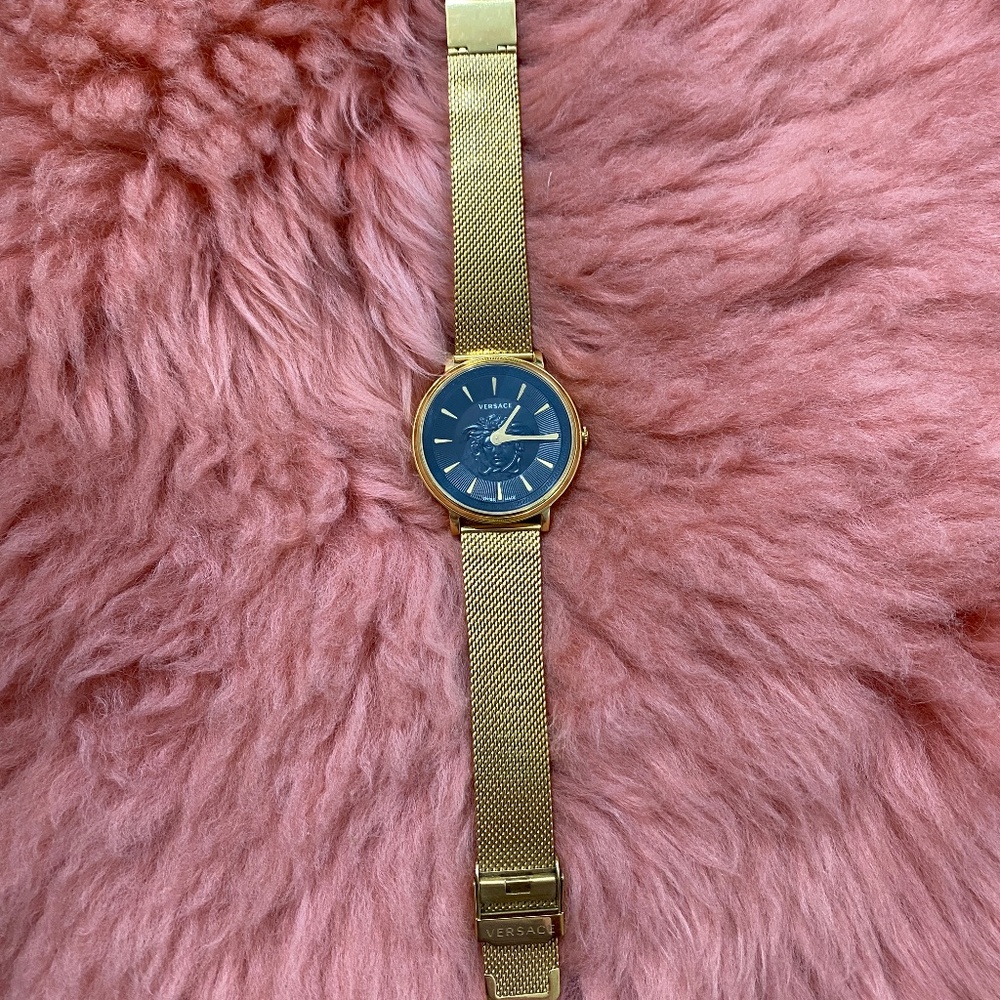 Versace V-Circle VE81 Gold Mesh Watch Swiss Made Sapphire Crystal